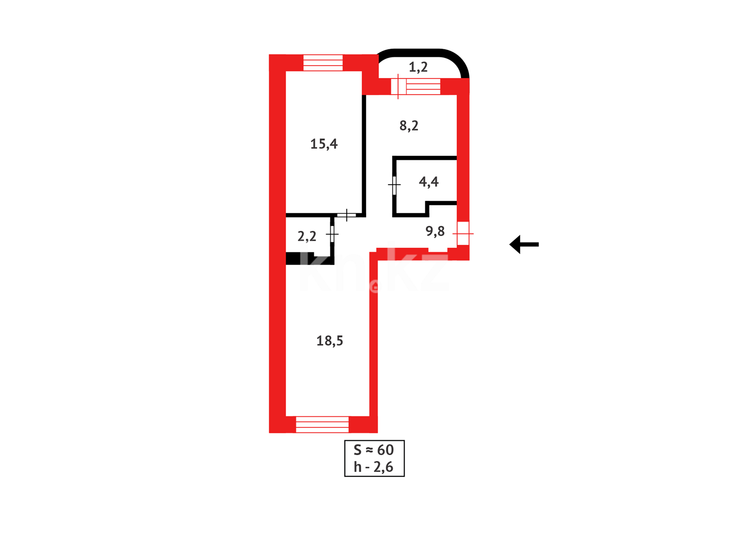 Продажа 2-комнатной квартиры, 59.7 м² - Продажа квартир в Астане в р-не Байконур - страница 14 фото 8 из 8