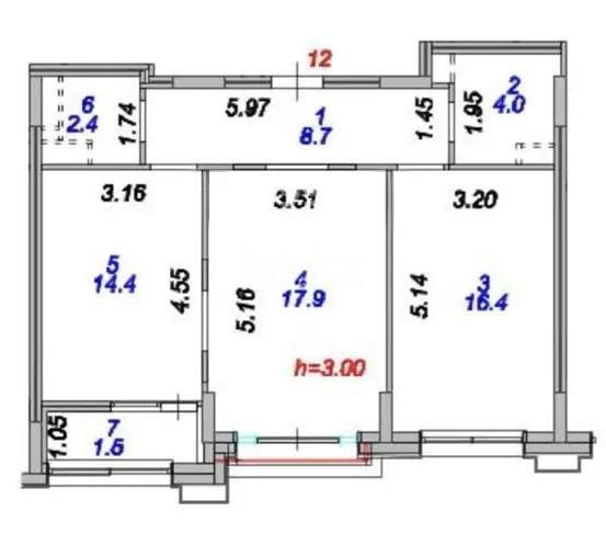 Продажа 2-комнатной квартиры, 65.3 м² в Астане