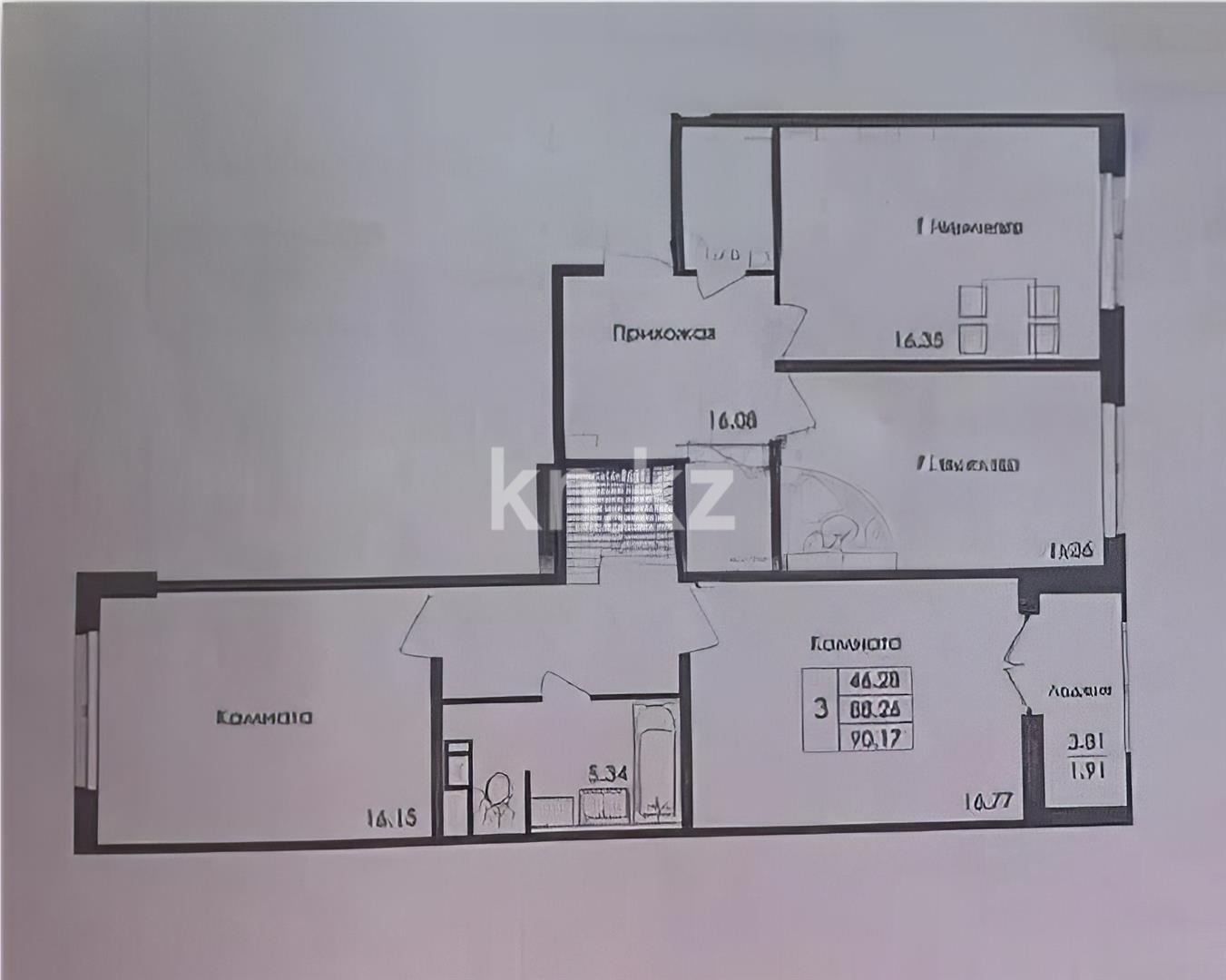 Продажа 3-комнатной квартиры, 91 м² в Астане