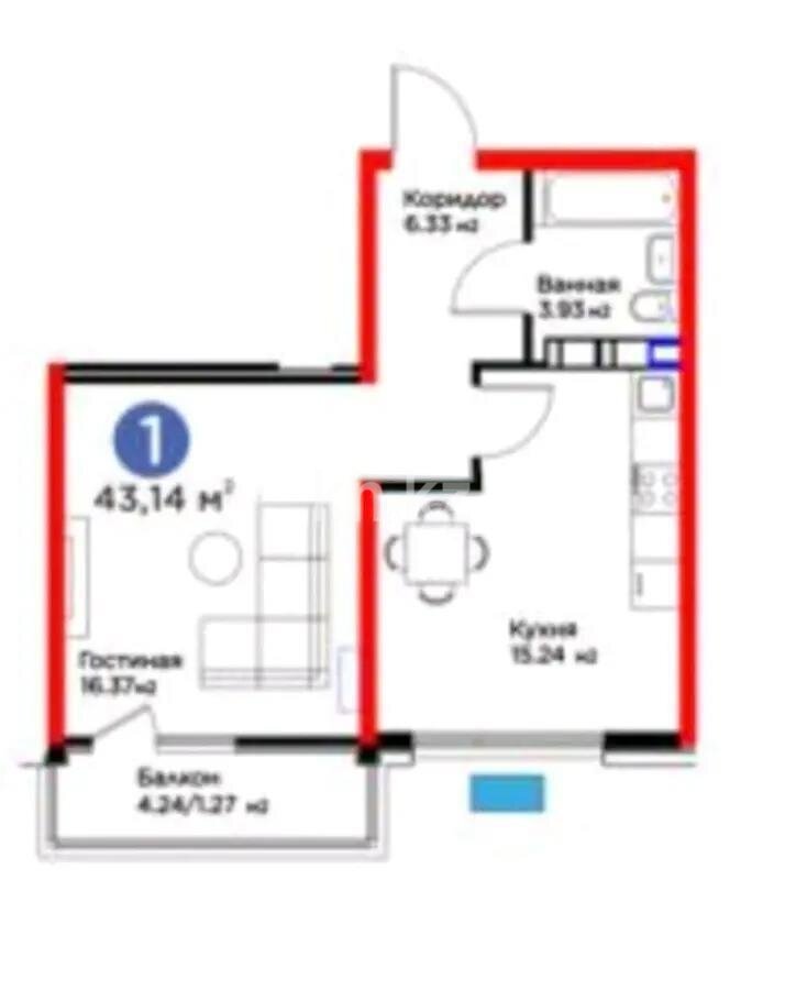 Продажа 1-комнатной квартиры, 44 м² в Алматы - фото 2