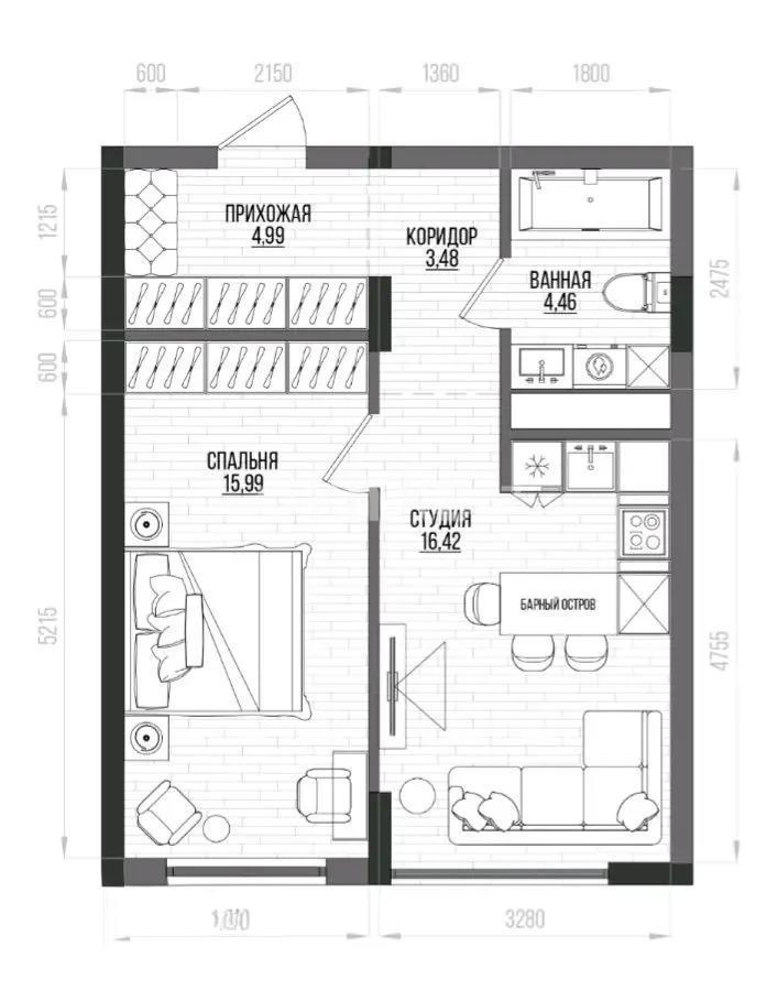 Продажа 1-комнатной квартиры, 39.43 м², ул. Казыбек би, дом  21 - Продажа квартир в новостройках Астаны с фото фото 1 из 1