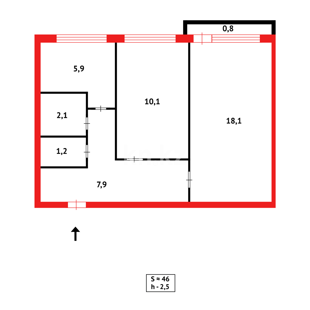 Продажа 2-комнатной квартиры, 45 м² в Караганде - фото 10
