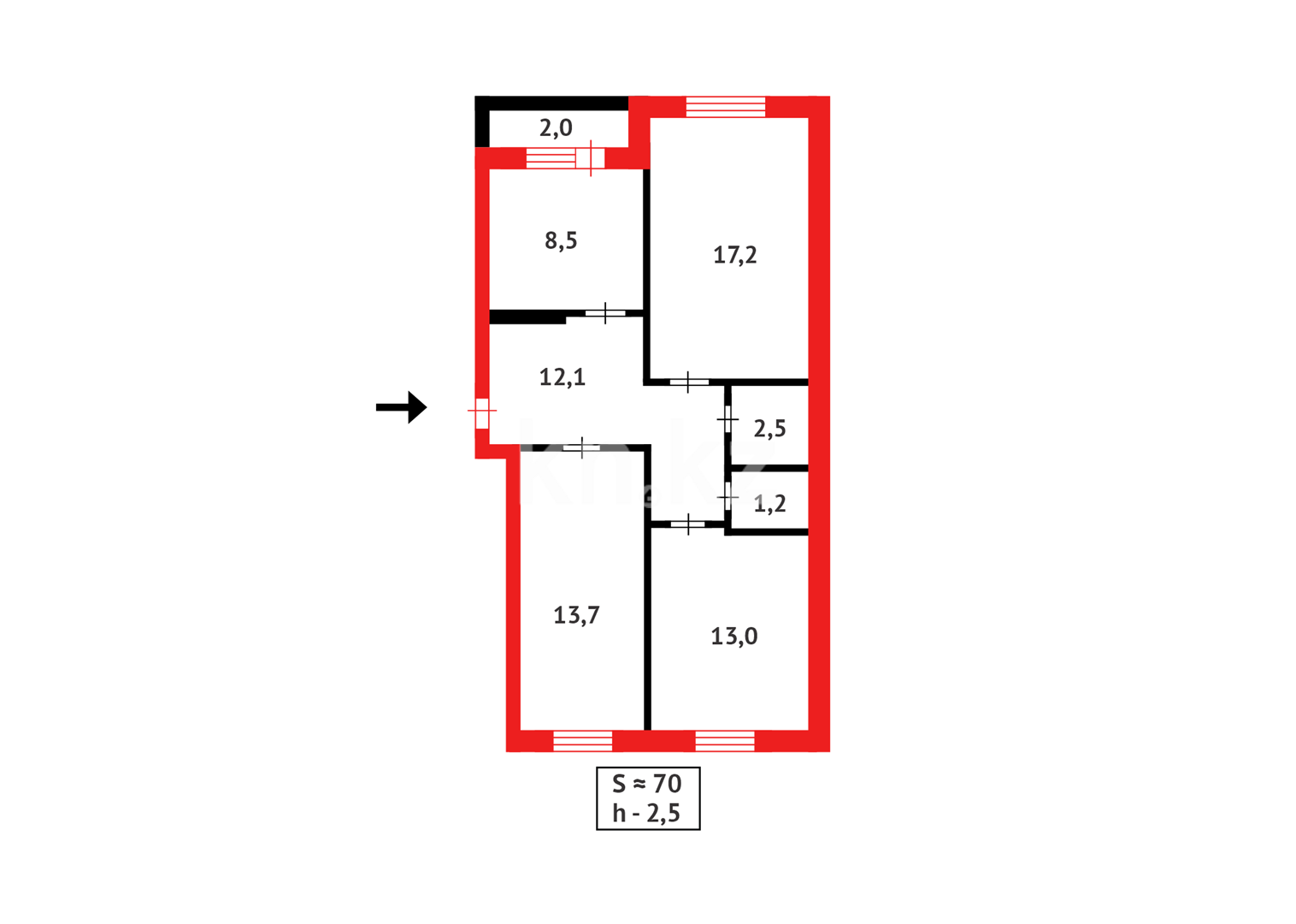 Продажа 3-комнатной квартиры, 70 м², ул. Байгазиева - Продажа  трехкомнатных квартир в Темиртау фото 16 из 16