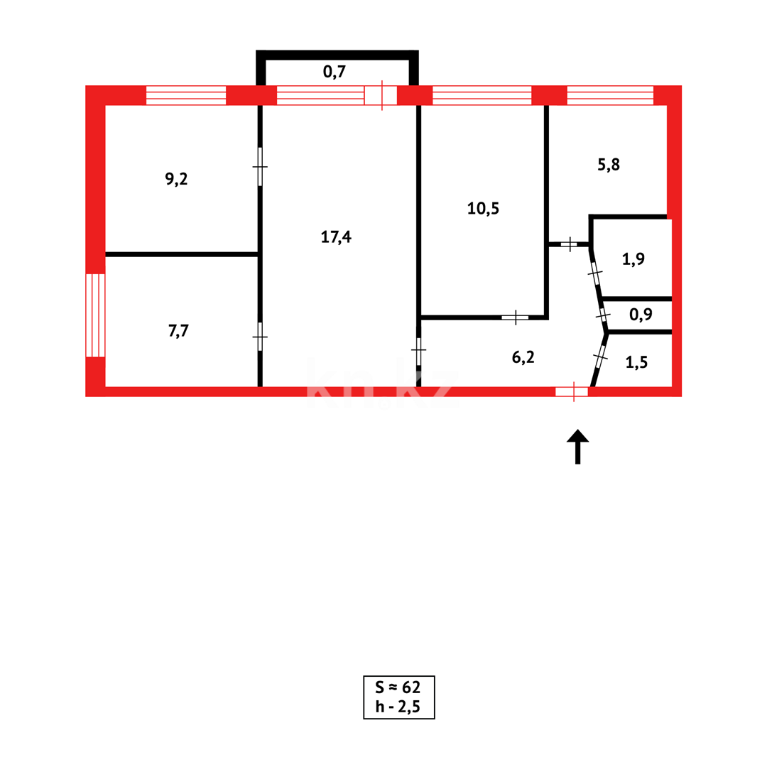Продажа 4-комнатной квартиры, 62 м² - Продажа четырехкомнатных квартир в Караганде фото 5 из 5
