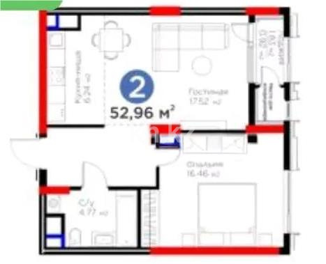 Продажа 2-комнатной квартиры, 52 м², пр. Туран, дом  41 - Продажа квартир в Астане без посредников фото 1 из 1