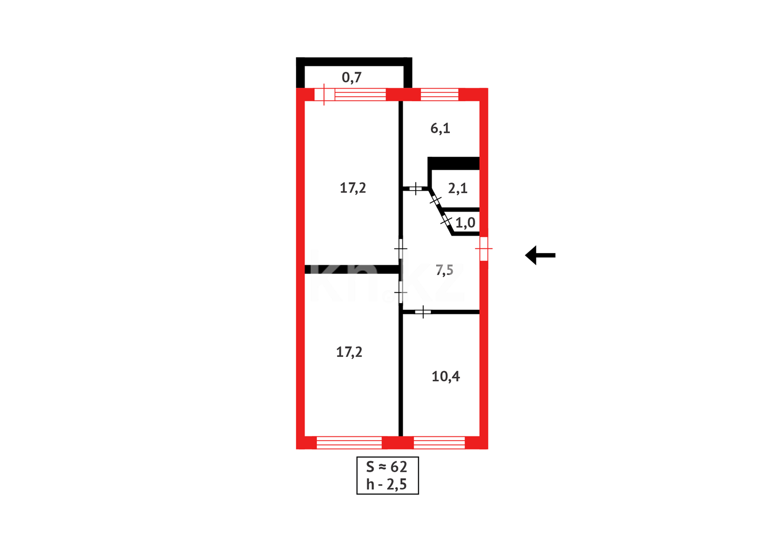 Продажа 3-комнатной квартиры, 63 м² в Караганде - фото 10