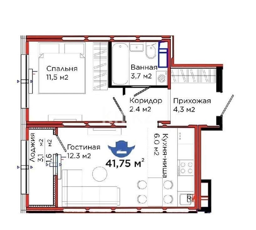 Продажа 2-комнатной квартиры, 42 м² в Астане - фото 3