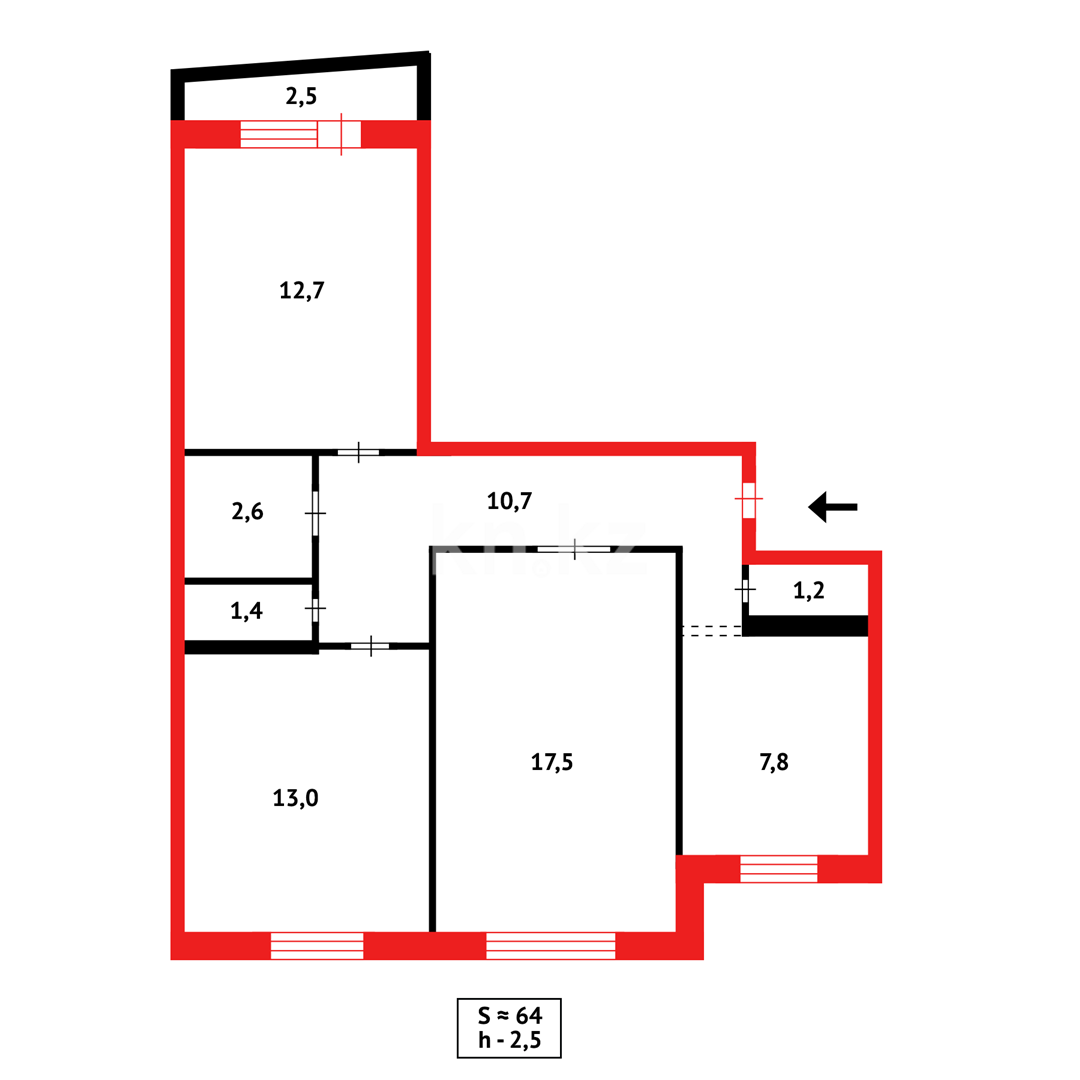 Продажа 3-комнатной квартиры, 66 м², пр. Металлургов в Темиртау - фото 16