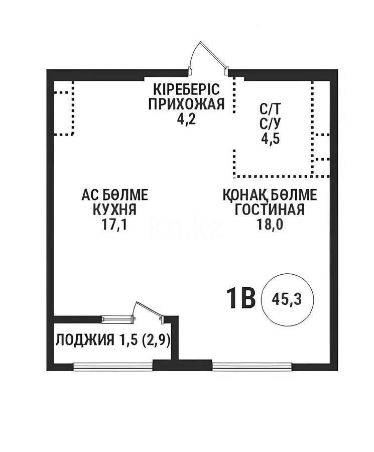 Продажа 2-комнатной квартиры, 45.3 м² в Алматы