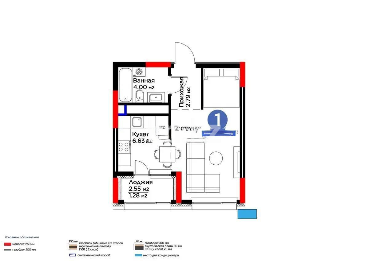 Продажа 1-комнатной квартиры, 31.72 м², пр. Туран, дом  57а в Астане - фото 2