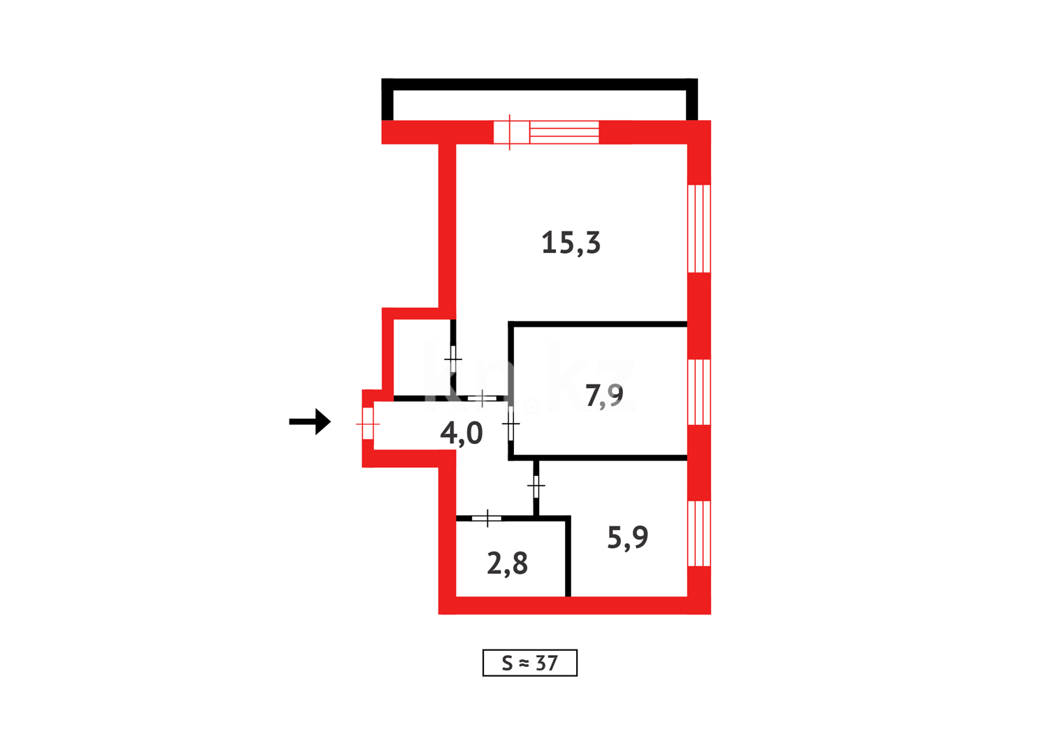 Продажа 2-комнатной квартиры, 36 м², пр. Металлургов - Продажа квартир в Темиртау фото 16 из 16
