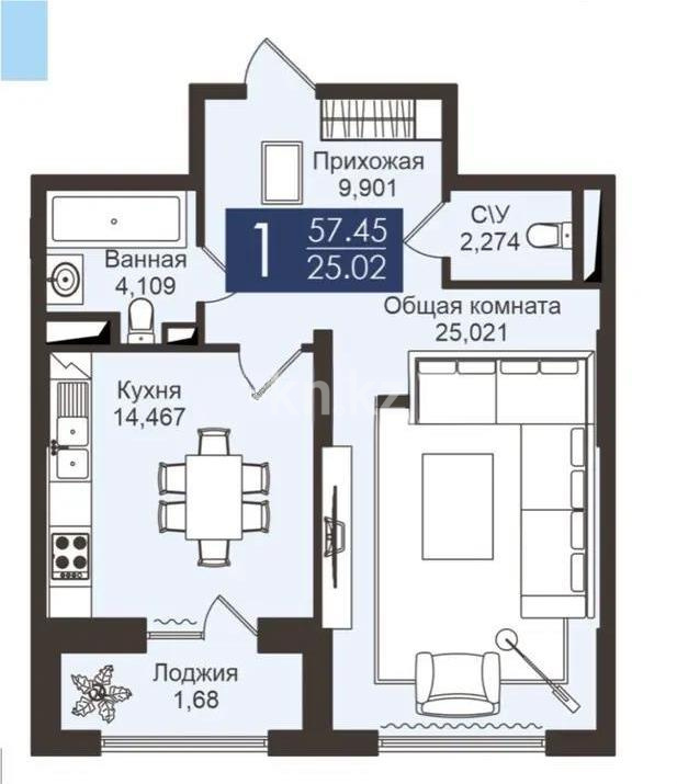 Продажа 2-комнатной квартиры, 58 м² - Продажа квартир в Казахстане - страница 45 фото 1 из 1