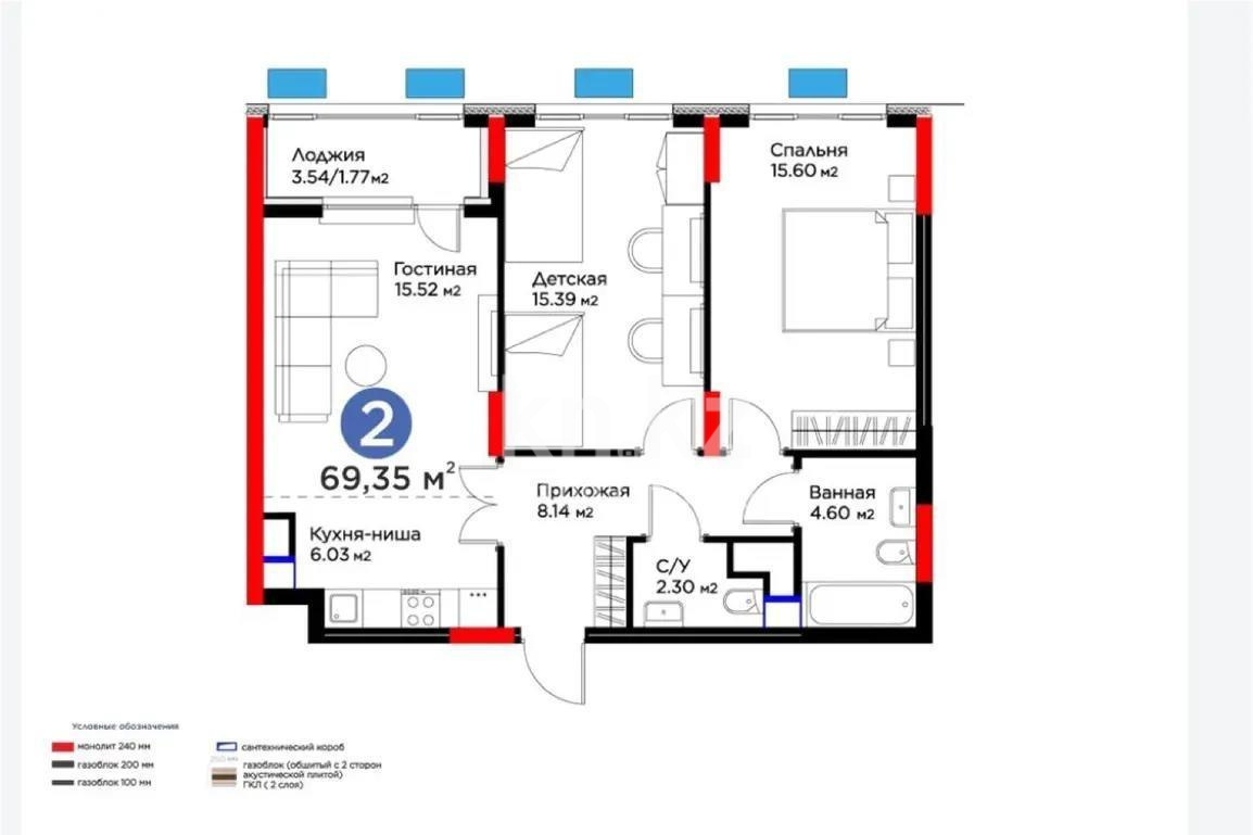 Продажа 3-комнатной квартиры, 80 м², ул. Рыскулова, дом  18 - Продажа квартир в Астане без посредников с фото фото 1 из 1