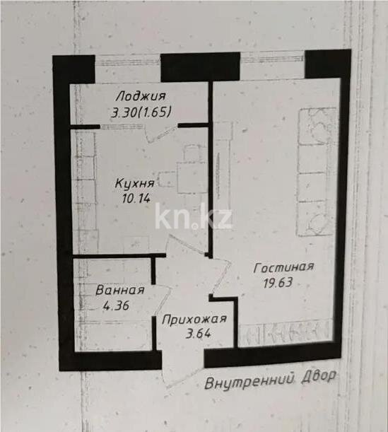 Продажа 1-комнатной квартиры, 39.42 м² в Астане