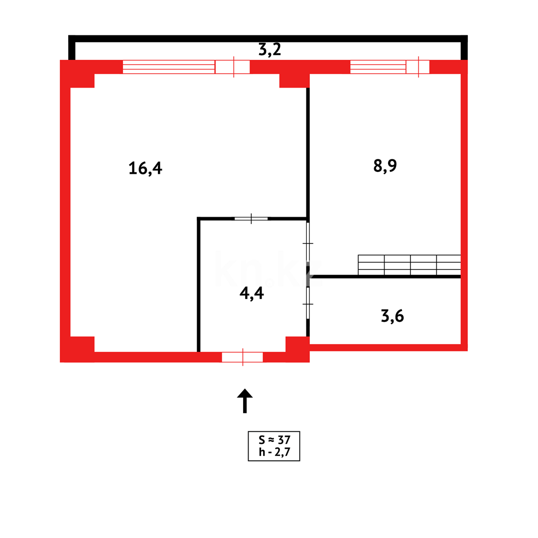 Продажа 1-комнатной квартиры, 36.5 м², ул. Момышулы - Продажа  однокомнатных квартир в Караганде фото 2 из 9
