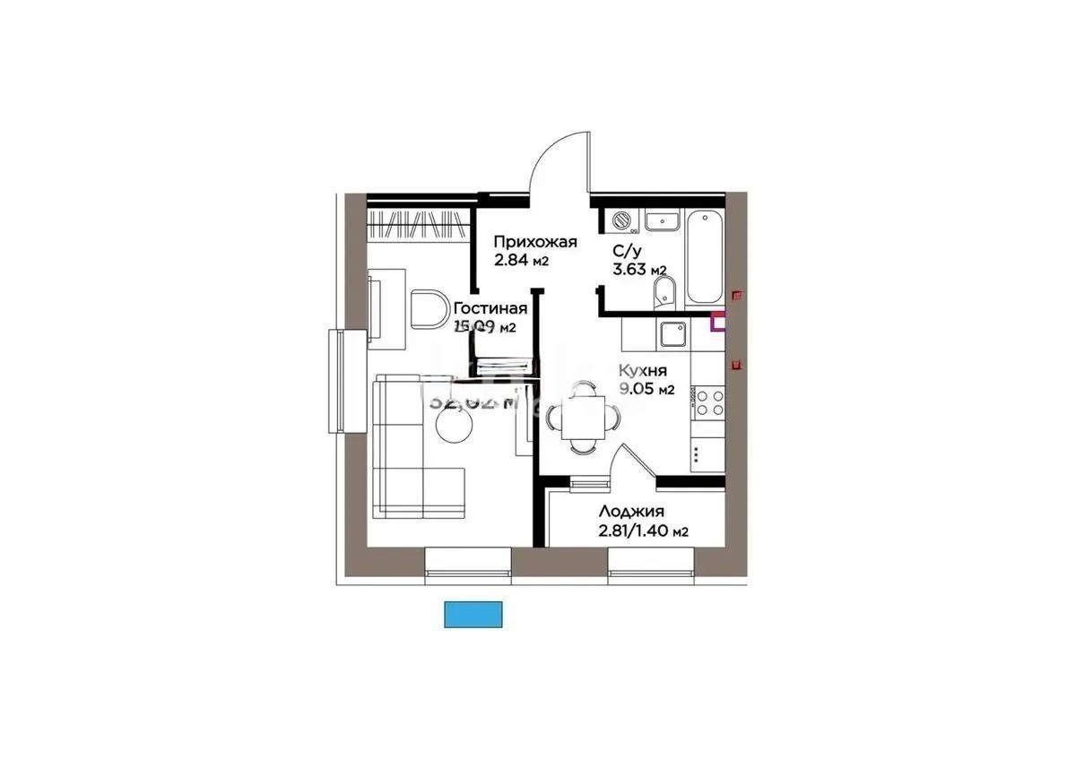 Продажа 1-комнатной квартиры, 32 м² - Продажа квартир в новостройках Астаны - страница 4 фото 1 из 1