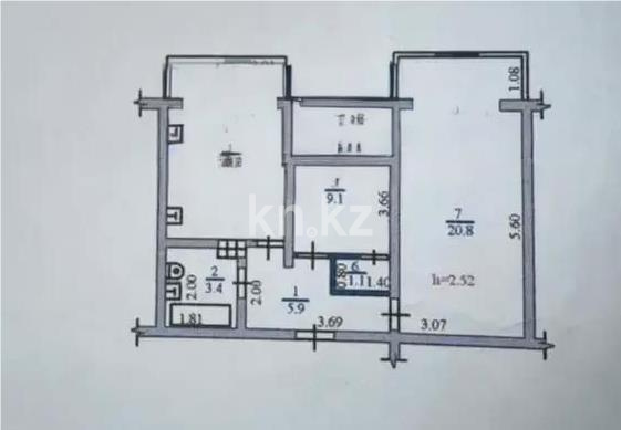 Продажа 2-комнатной квартиры, 53 м² в Алматы
