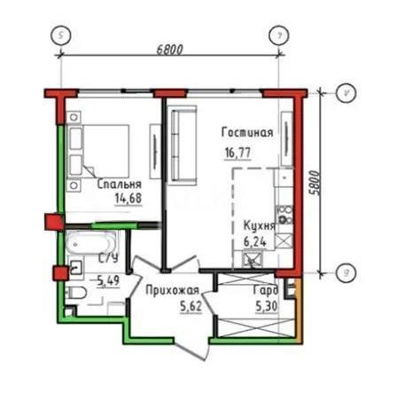 Продажа 2-комнатной квартиры, 54.1 м² в Алматы