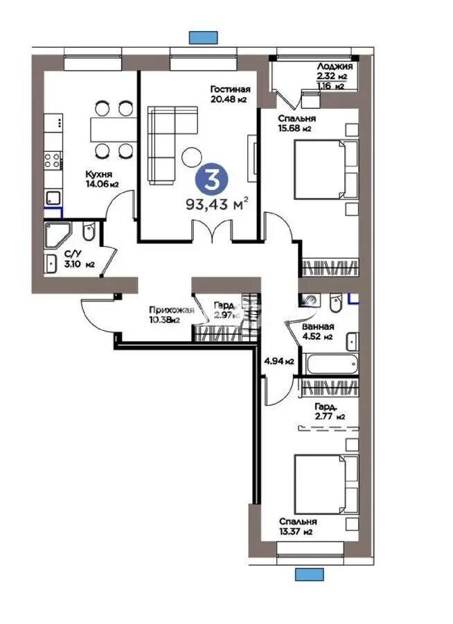Продажа 3-комнатной квартиры, 94 м² в Астане - фото 3