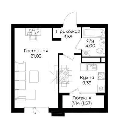 Продажа 1-комнатной квартиры, 39.57 м², ул. Ауэзова, дом  3г/2 - Продажа  однокомнатных квартир в новостройках Алматы без посредников фото 1 из 1