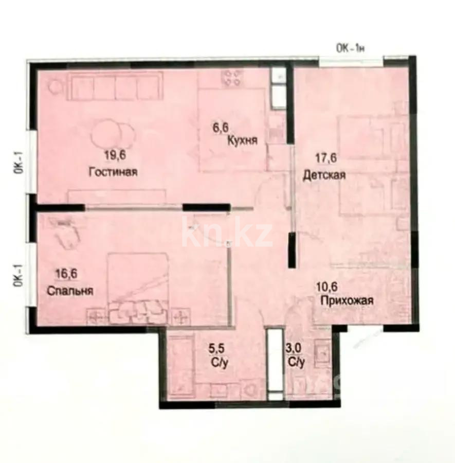 Продажа 3-комнатной квартиры, 80.4 м², ул. Утепова, дом  31 - Продажа  трехкомнатных квартир в Алматы фото 2 из 2