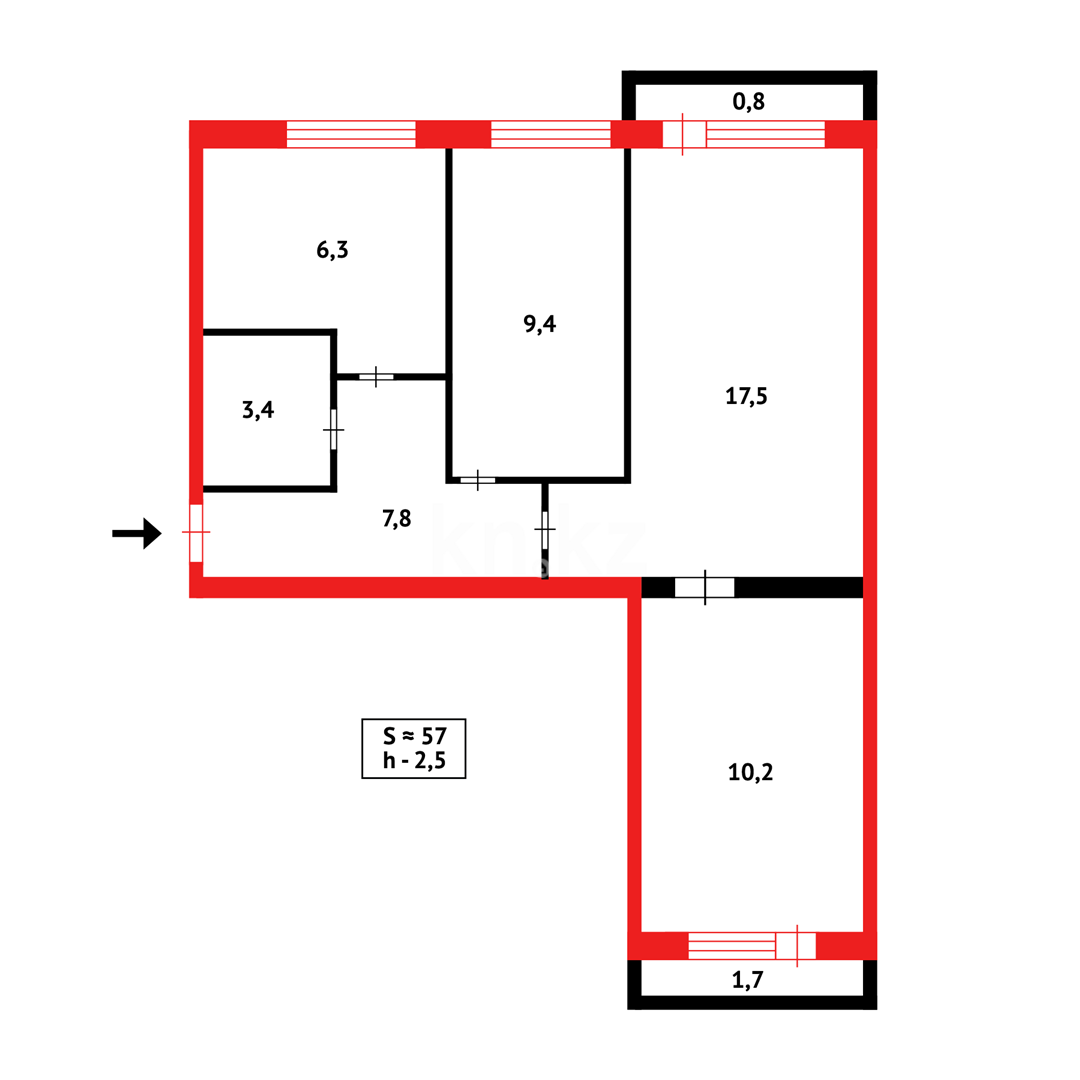 Продажа 3-комнатной квартиры, 55 м² в Караганде - фото 21