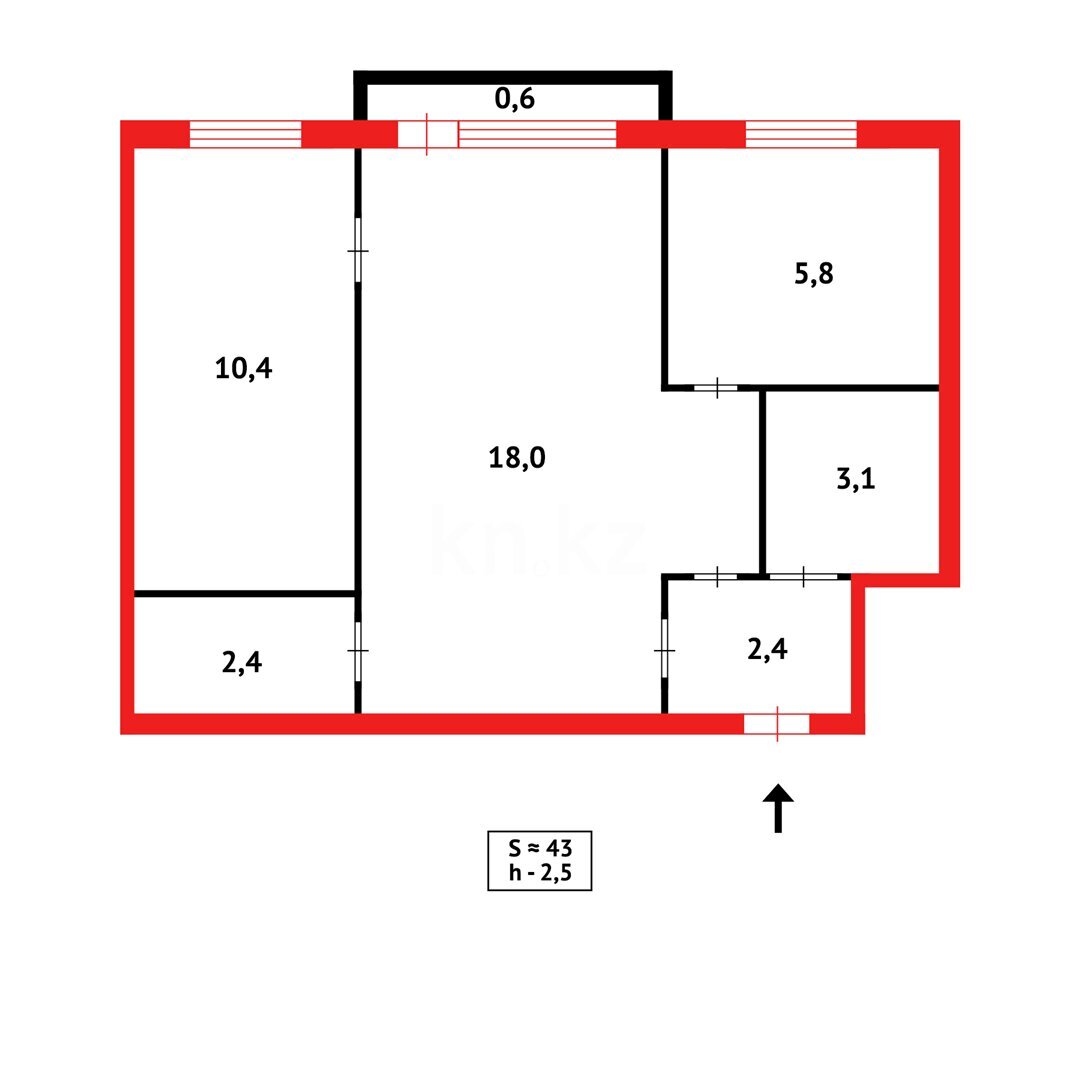 Продажа 2-комнатной квартиры, 43 м² в Караганде - фото 13