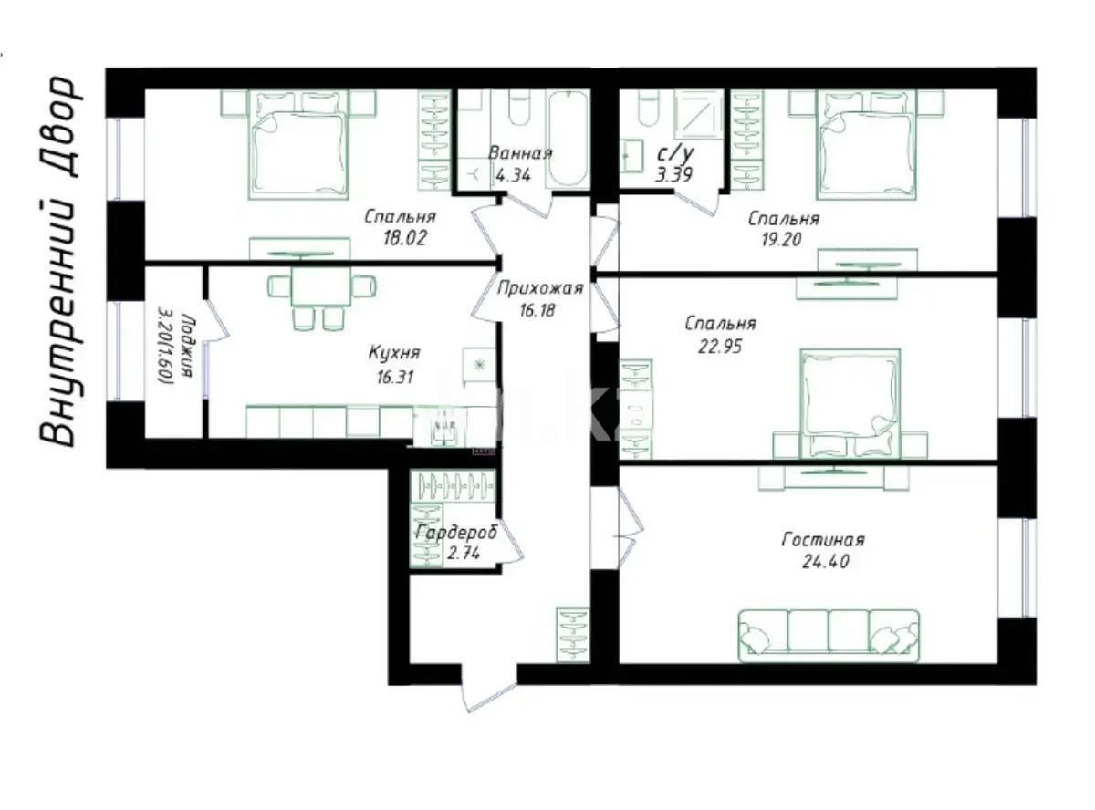 Продажа 4-комнатной квартиры, 130 м² в Астане