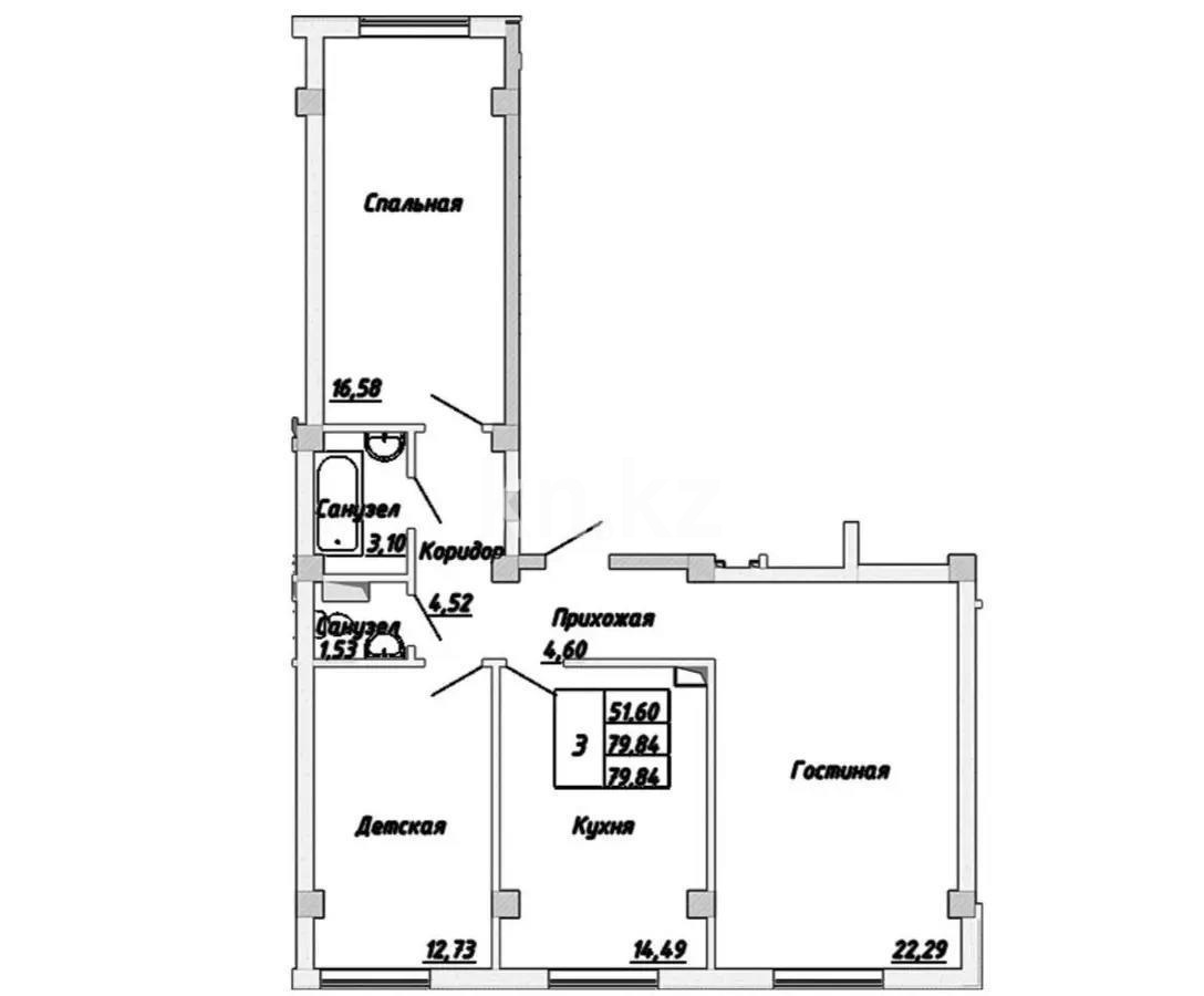 Продажа 3-комнатной квартиры, 79.84 м² - Продажа недвижимости в Алматы - страница 34 фото 1 из 1