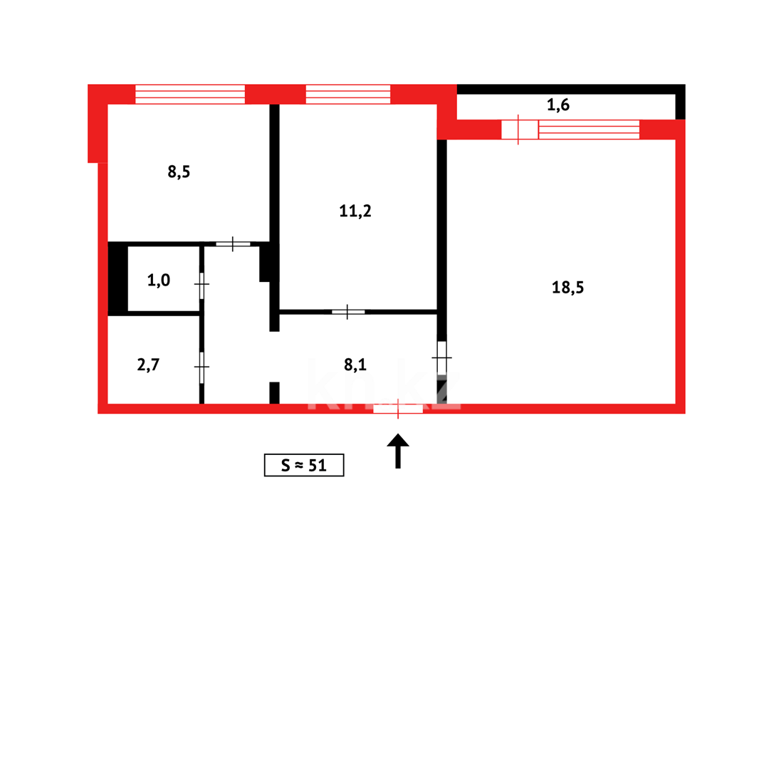 Продажа 2-комнатной квартиры, 50 м², мкр-н Орбита-1 - Продажа квартир в Караганде фото 16 из 16