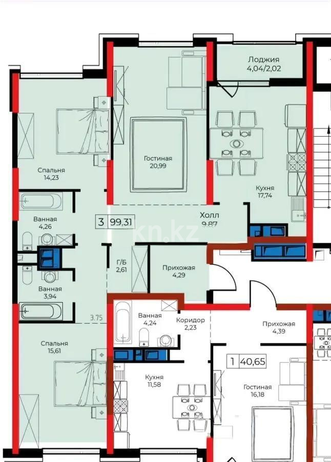 Продажа 3-комнатной квартиры, 100 м², пр. Улы Дала, дом  29/1 - Продажа  трехкомнатных квартир в новостройках Астаны без посредников фото 1 из 1