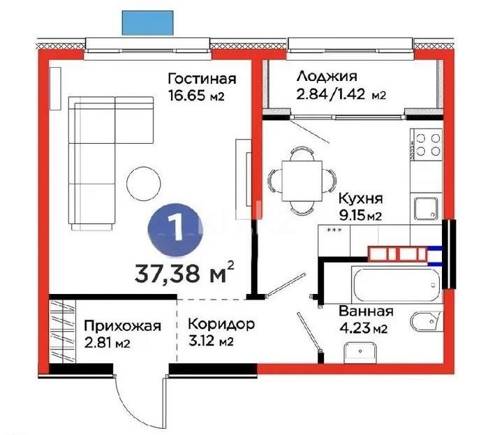 Продажа 1-комнатной квартиры, 38 м², ул. Тараз, дом  8/5 стр - Продажа квартир в Алматы фото 1 из 2