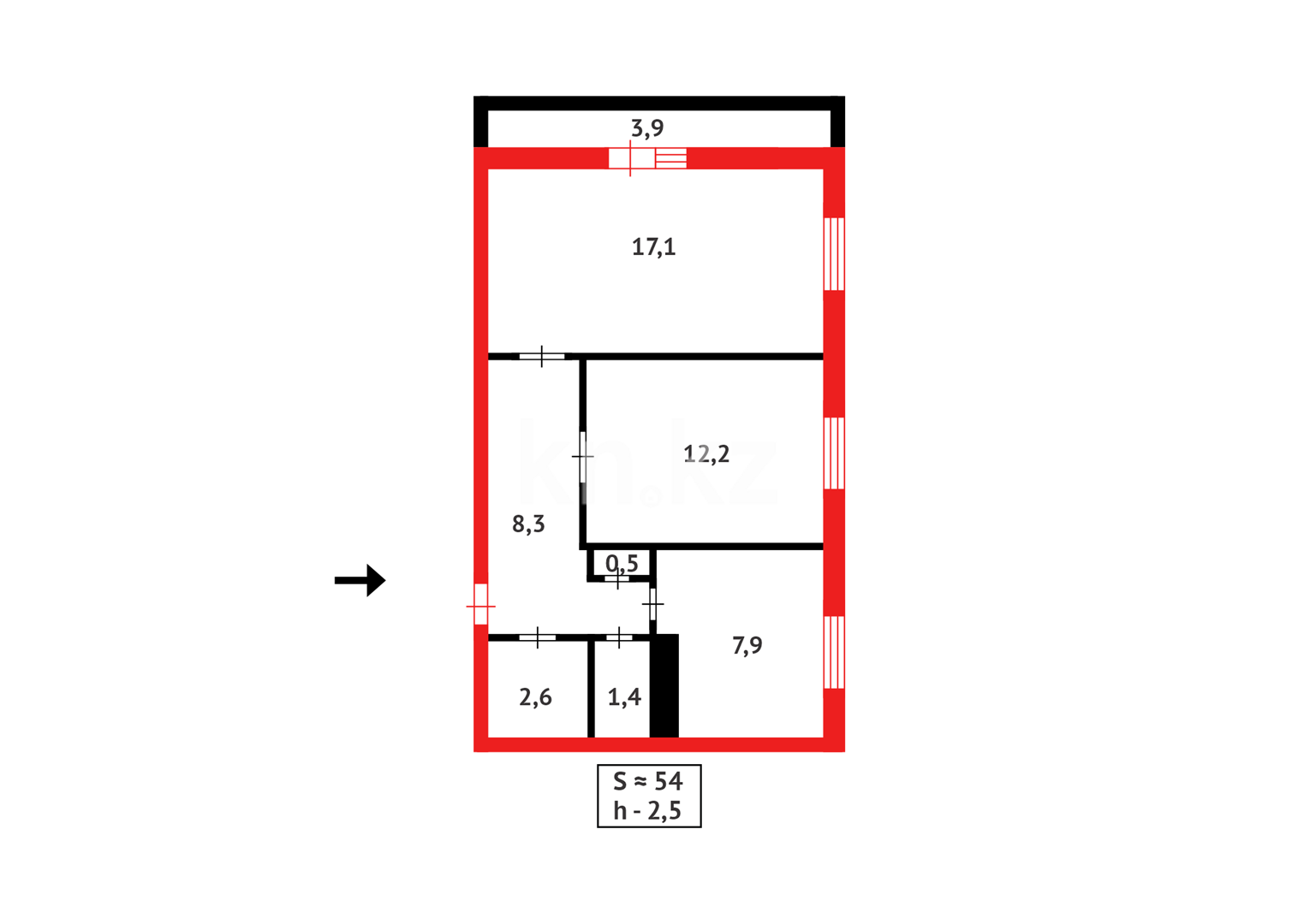 Продажа 2-комнатной квартиры, 54 м², пр. Металлургов - Продажа квартир в Темиртау фото 10 из 10