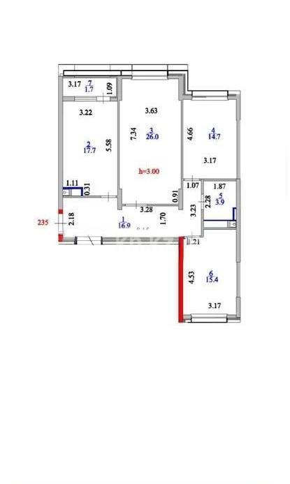 Продажа 3-комнатной квартиры, 97 м², ул. Байтурсынова, дом  8 - Продажа  трехкомнатных квартир в Астане с фото фото 6 из 6