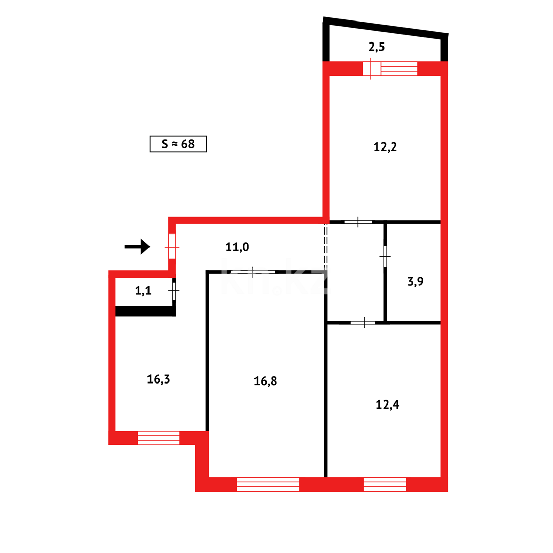 Продажа 3-комнатной квартиры, 68 м², 70 квартал - Продажа квартир в Темиртау фото 16 из 16