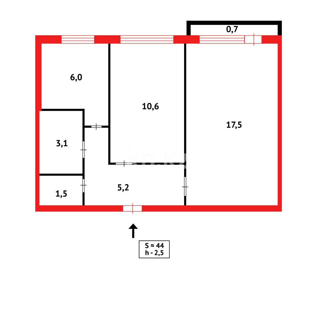 Продажа 2-комнатной квартиры, 44 м² в Караганде - фото 16
