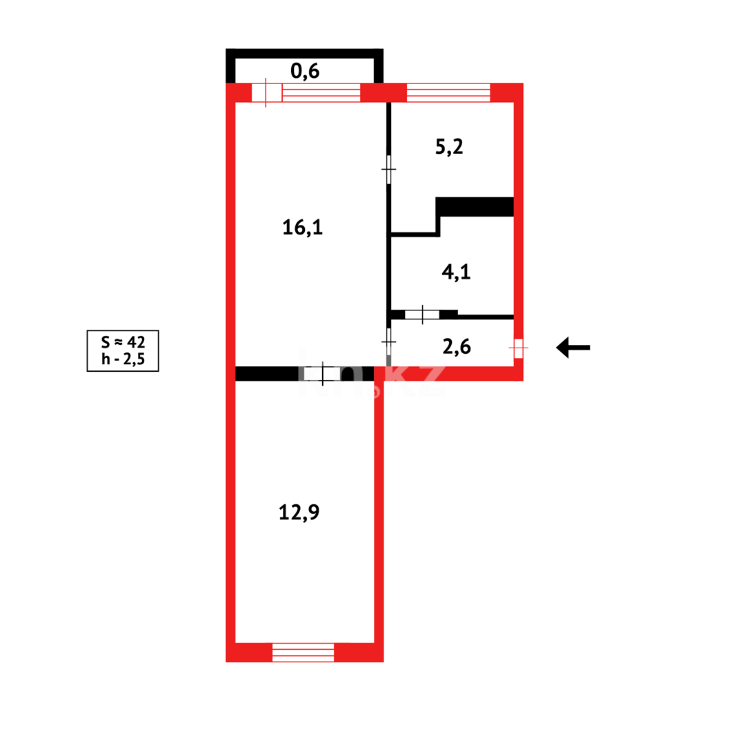 Продажа 2-комнатной квартиры, 44 м² - Продажа квартир в Караганде - страница 3 фото 10 из 10