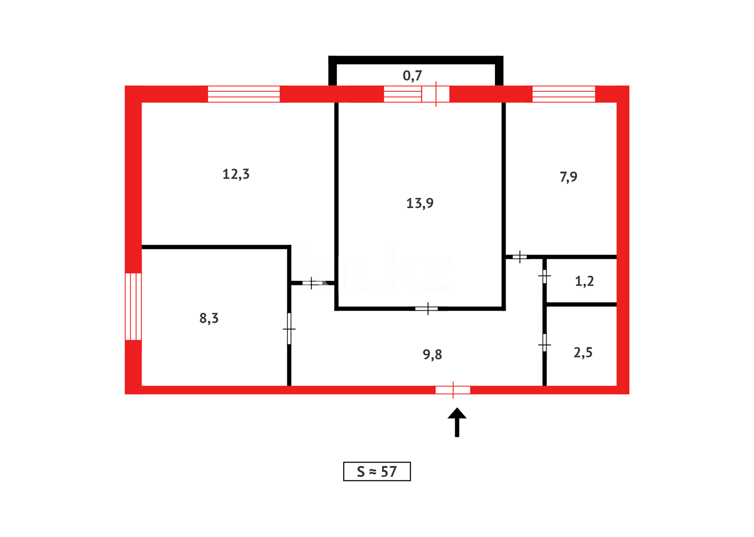 Продажа 3-комнатной квартиры, 56 м² - Продажа квартир в Караганде фото 1 из 1