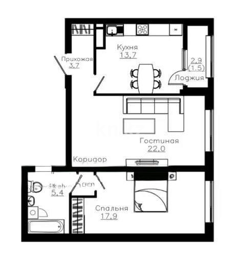Продажа 2-комнатной квартиры, 65.8 м², ул. Ауэзова, дом  3г/2 в Алматы