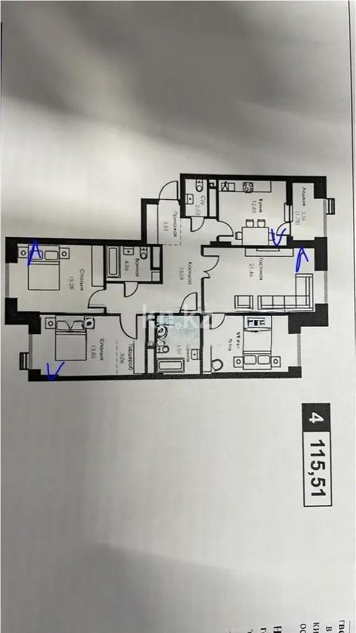 Продажа 4-комнатной квартиры, 115.51 м², ул. Хусейна бен Талала, дом  30 - Продажа  четырехкомнатных квартир в новостройках Астаны без посредников фото 1 из 1