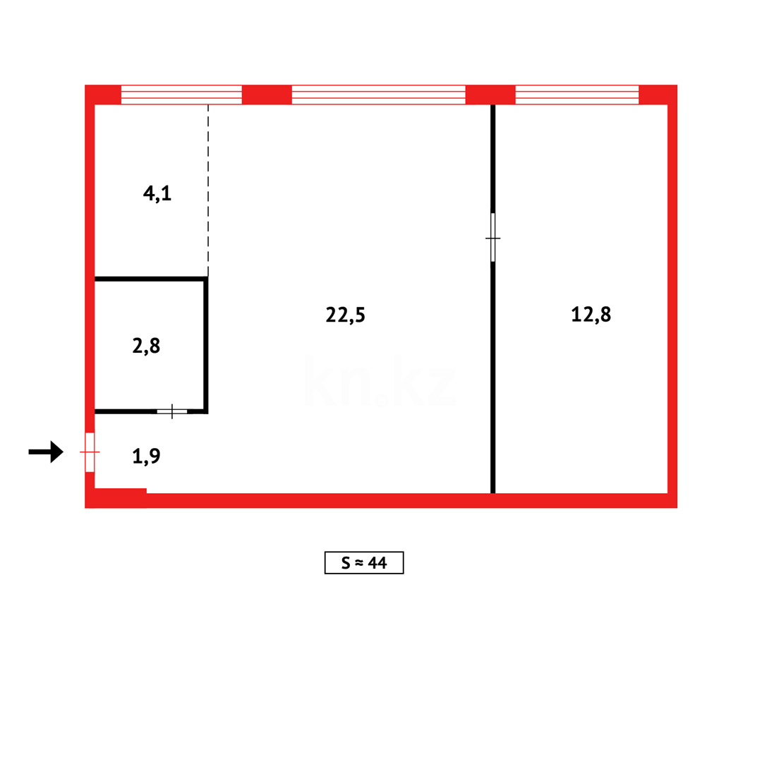 Продажа 2-комнатной квартиры, 44 м², ул. Алиханова в Караганде - фото 13