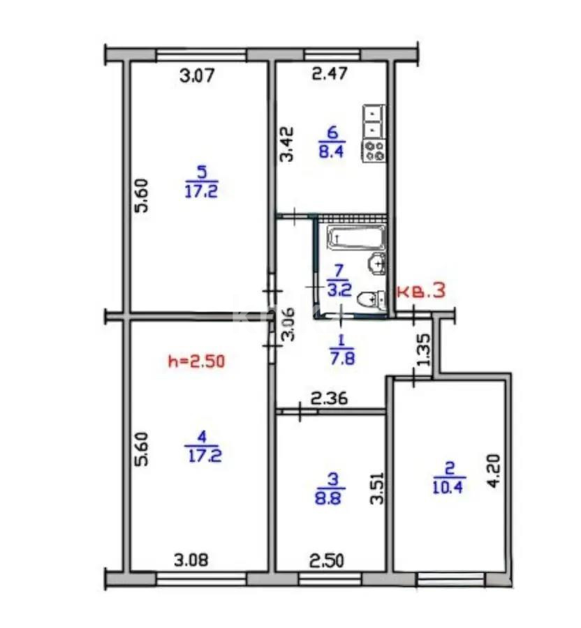 Продажа 4-комнатной квартиры, 73 м² - Продажа четырехкомнатных квартир от собственников в Казахстане - страница 2 фото 8 из 8