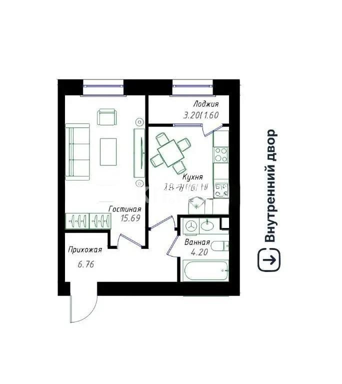 Продажа 1-комнатной квартиры, 38.65 м² в Астане