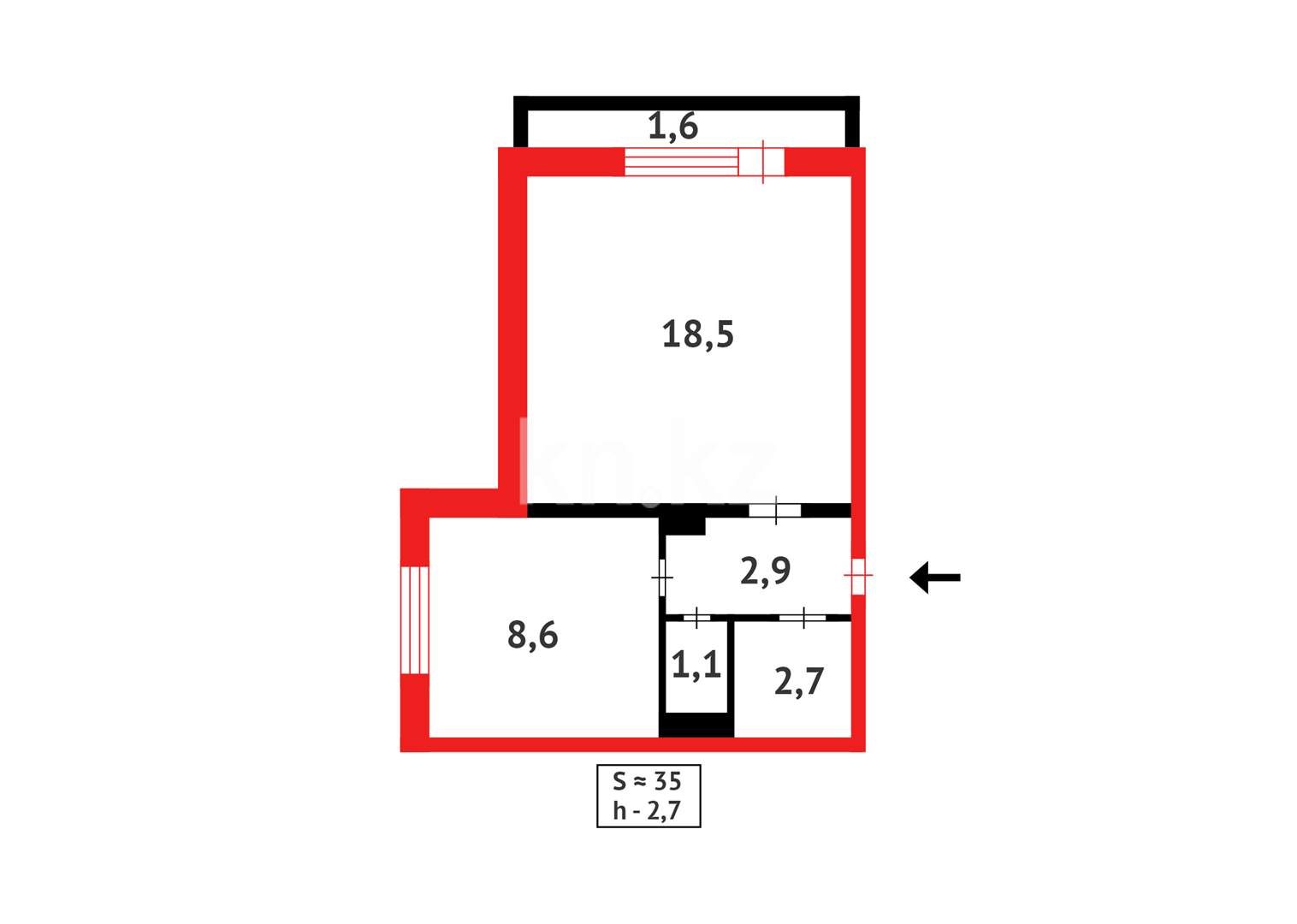 Продажа 1-комнатной квартиры, 35 м² в Караганде - фото 13
