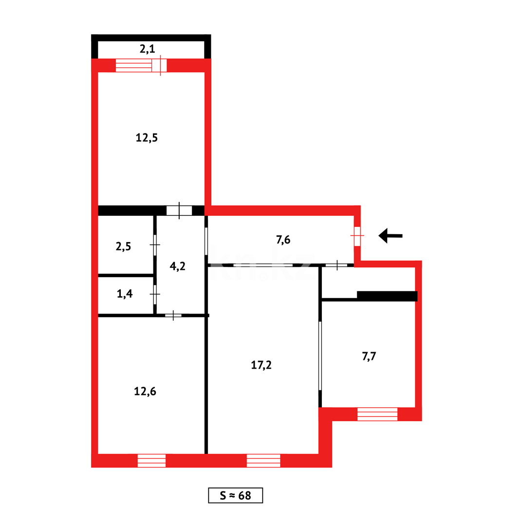Продажа 3-комнатной квартиры, 67 м², пр. Металлургов, дом  34 в Темиртау - фото 14