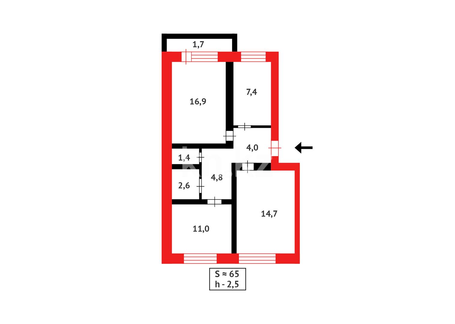 Продажа 3-комнатной квартиры, 64 м² - Продажа квартир в Абае фото 8 из 8