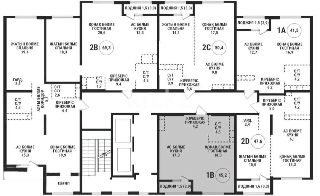 Продажа 2-комнатной квартиры, 45.2 м², ул. Сатпаева, дом  90/55б - Продажа квартир в Казахстане фото 1 из 1