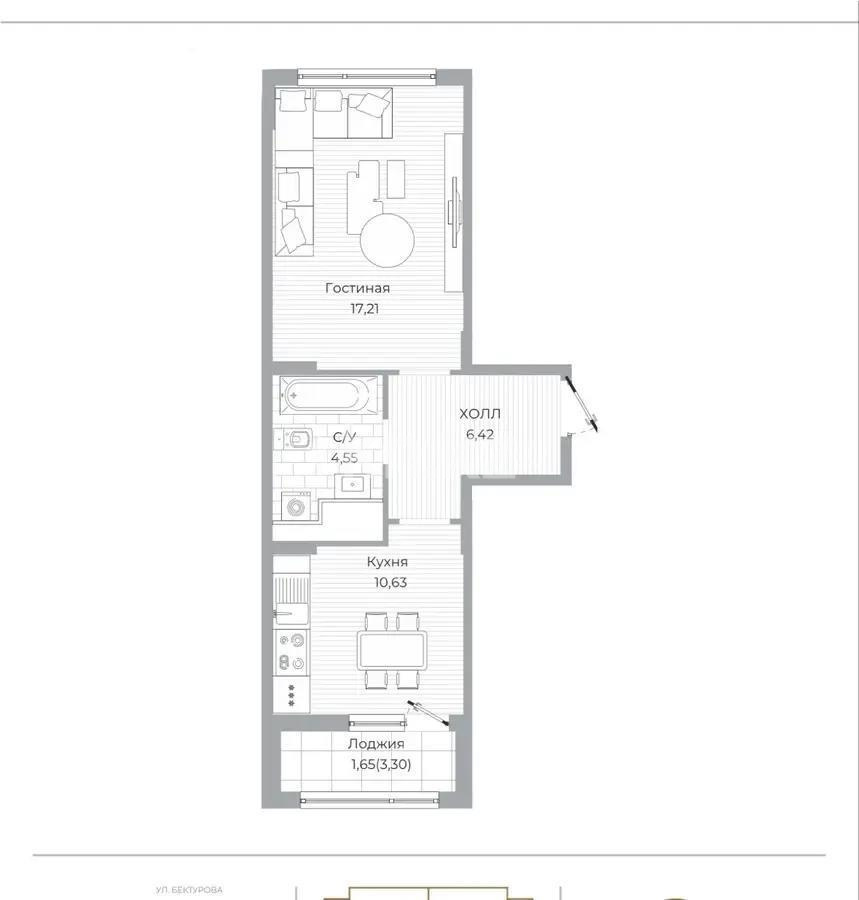 Продажа 1-комнатной квартиры, 40 м², пр. Туран, дом  39/2 стр - Продажа  однокомнатных квартир в Астане фото 1 из 1