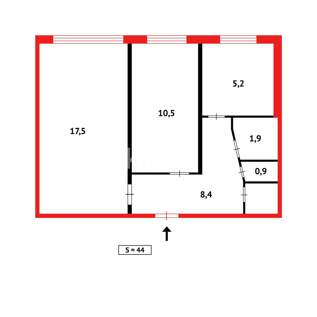 Продажа 2-комнатной квартиры, 43 м², пр. Мира - Продажа  двухкомнатных квартир в Темиртау фото 12 из 12