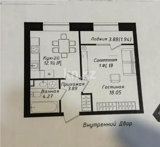 Продажа 1-комнатной квартиры, 40.25 м² в Астане